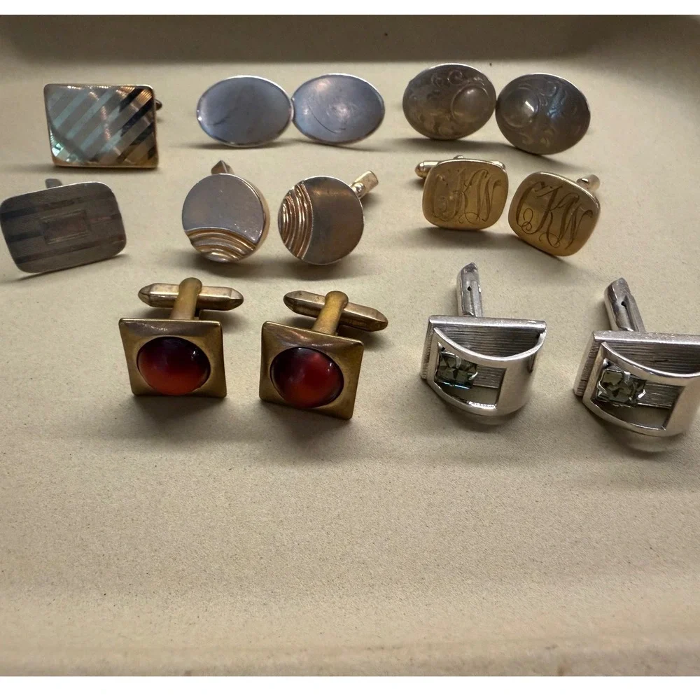 Vintage Cufflinks Mens Mixed Lot Gold Silver Tone Mother of Pearl Retro Formal